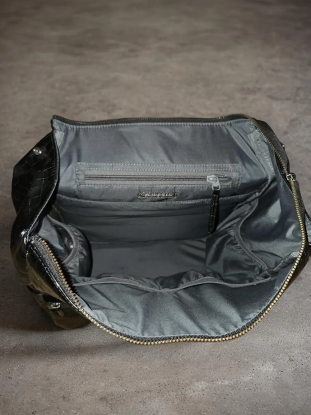 Freshly Picked Black Croc-Embossed Leather Backpack/Diaper Bag